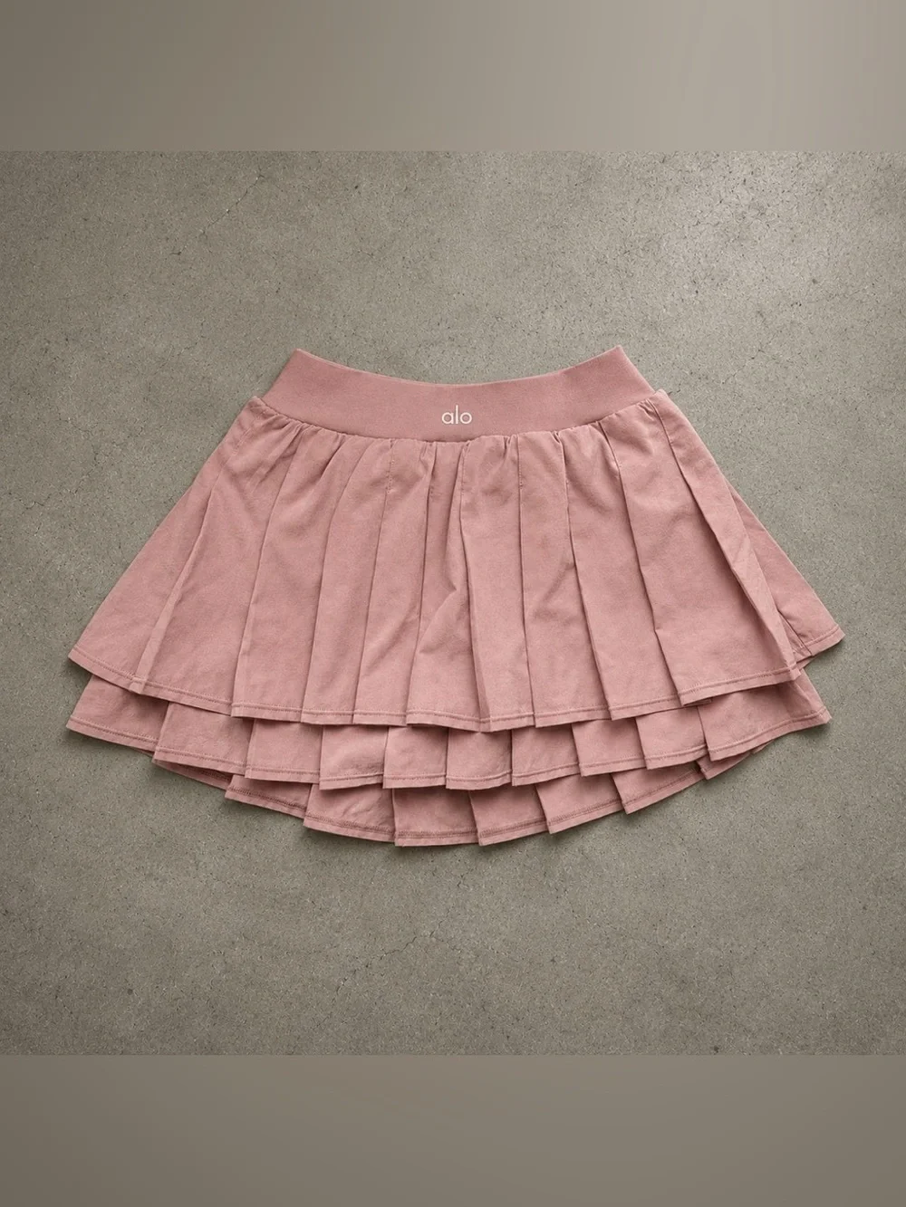ALO Yoga Dusty Rose Layered Pleated Skater Skirt